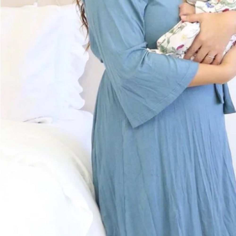 Caden Lane Dusty Blue Maternity Robe